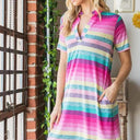 Heimish Striped Short Sleeve Mini Tee Dress Plus Size