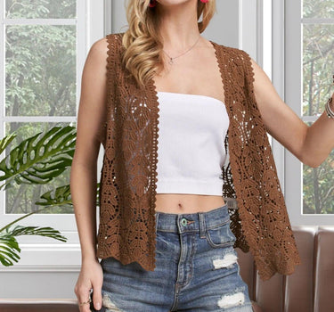 ADORA Crochet Vest With Scallop Hem