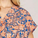 She + Sky Ruffled Hem Printed Surplice Kimono Sleeve Mini Dress Plus Size