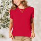 Basic Bae Full Size Round Neck Short Sleeve T-Shirt Womens T-shirt Red S 