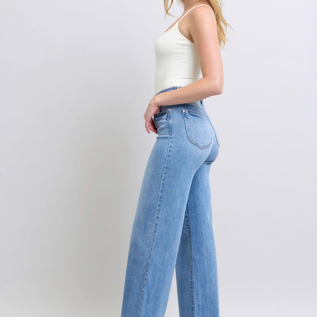 Judy Blue Wide Leg Jeans with Pockets - Three Mad Hatters Mercantile 