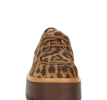 Onglur Leopard Print Suede Oxford Loafers