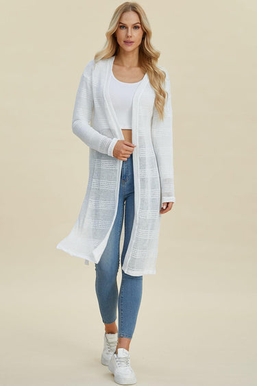 Double Take Open Front Longline Cardigan