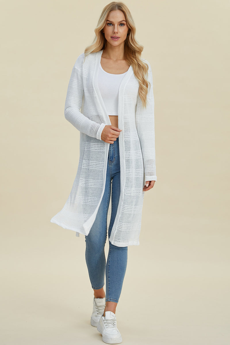 Double Take Open Front Longline Cardigan Cardigan