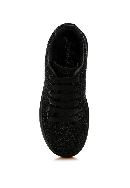 Jitter Bug Rhinestones Embellished Chunky Sneakers - Three Mad Hatters Mercantile 