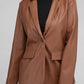 Sleek Pu Leather Blazer with Front Closure Blazer   