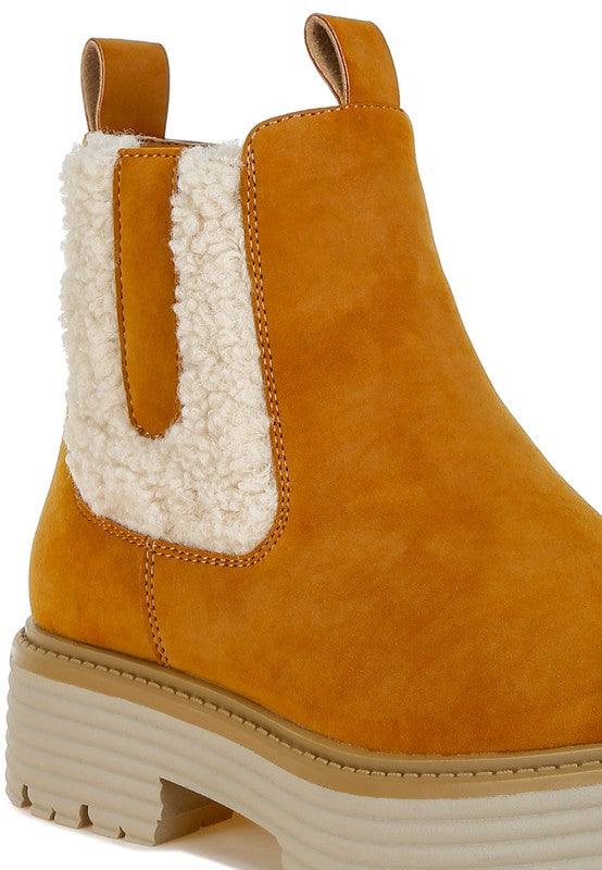 Mothman Faux Fur Detail Chunky Ankle Boots - Three Mad Hatters Mercantile 