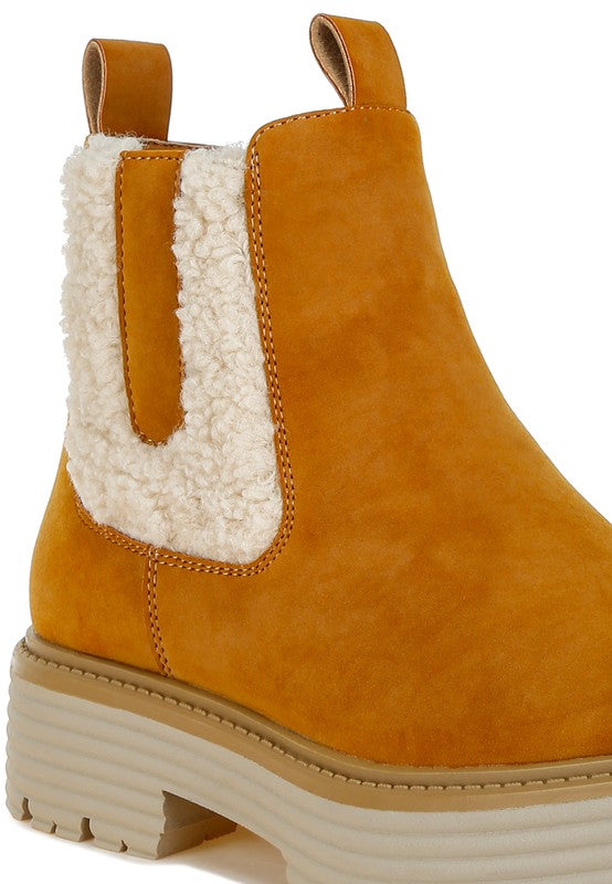 Mothman Faux Fur Detail Chunky Ankle Boots Faux Fur Detail Chunky Ankle Boots   