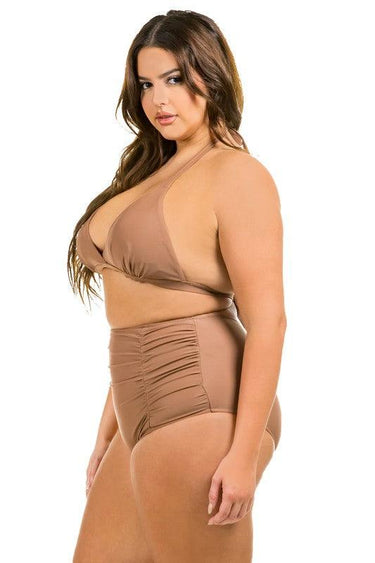 Curvy Two Piece High Waist with Ruched Front
