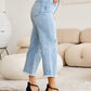 RFM Tummy Control High Waist Raw Hem Distressed Jeans Denim   