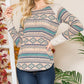 Tribal Print  Sweater Knit Long Sleeve Shirt   