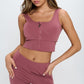 Zip Up Crop Sports Tank Top Set Activewear Set Mauve S 