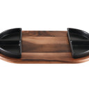 Charcuterie / Serving Tray w/ 4 Triangular Ceramic Bowls