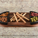 Charcuterie / Serving Tray w/ 4 Triangular Ceramic Bowls