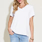 Basic Bae Full Size V-Neck High-Low T-Shirt Womens T-shirt White S 