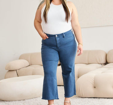 RFM Crop Chloe Tummy Control High Waist Raw Hem Jeans