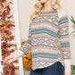 Tribal Print  Sweater Knit Long Sleeve Shirt   