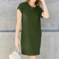 Basic Bae Full Size Round Neck Short Sleeve Dress with Pockets Womens Dresses Matcha Green S 