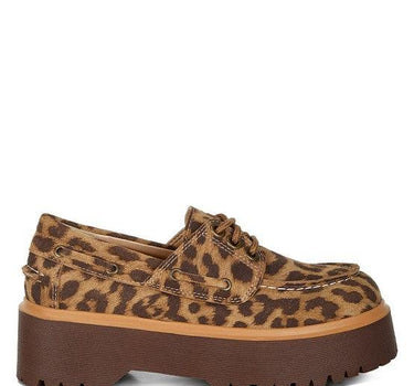 Onglur Leopard Print Suede Oxford Loafers