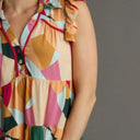 Umgee Button Detail Ruffle Sleeve Mini Dress Plus Size