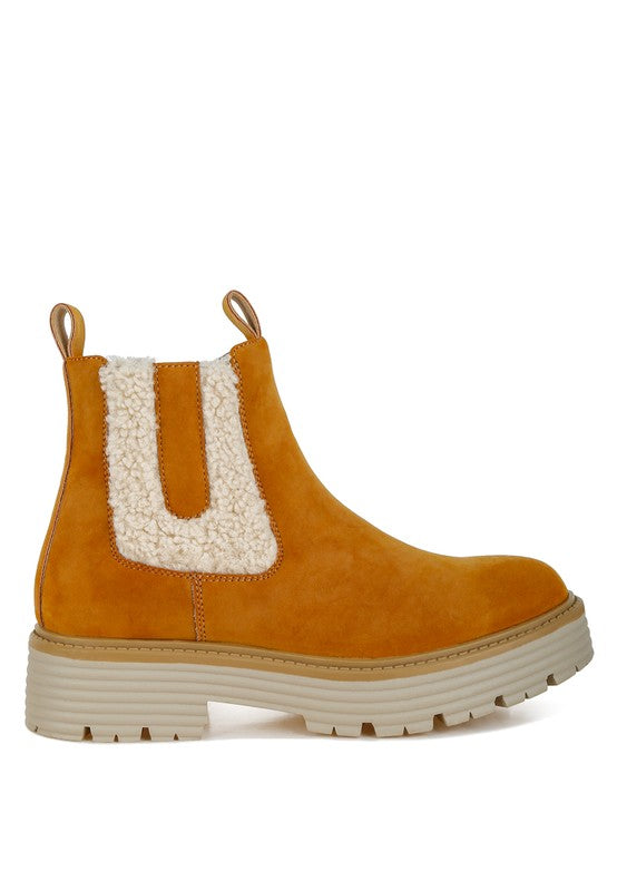 Mothman Faux Fur Detail Chunky Ankle Boots Faux Fur Detail Chunky Ankle Boots   