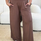 Double Take Full Size Smocked Wide Waistband Wide Leg Pants Womens Lounge Pants Mocha S 