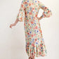 Celeste Soft Floral Ruffle Trim Dress Plus Size Womens Midi Dress
