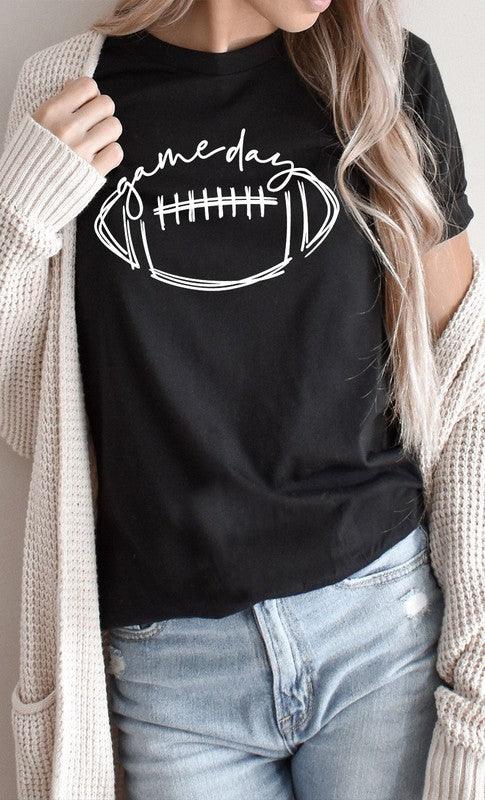 Cursive Football Game Day Graphic Tee - Three Mad Hatters Mercantile 