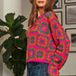 Crochet Patchwork Round Neck Pullover Sweater Top Sweater   