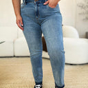 Judy Blue Mid Rise Rigid Magic Release Hem Jeans