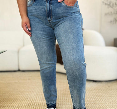 Judy Blue Mid Rise Rigid Magic Release Hem Jeans