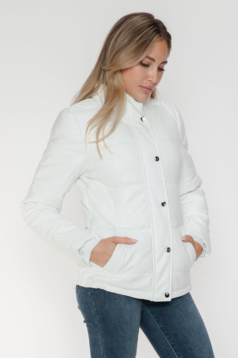 YMI Pocketed Zip Up Turtleneck Puffer Jacket - Three Mad Hatters Mercantile 