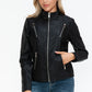 Snobbish Faux Leather Zip Up Mock Neck Jacket Womens Jacket