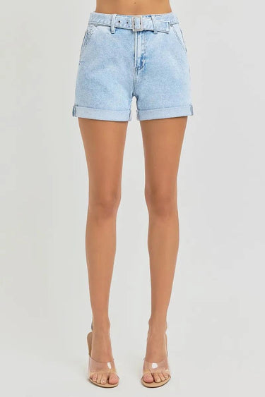RISEN High Rise Belted Roll Up Shorts