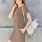 Basic Bae Full Size Round Neck Short Sleeve Dress with Pockets Womens Dresses Camel S 