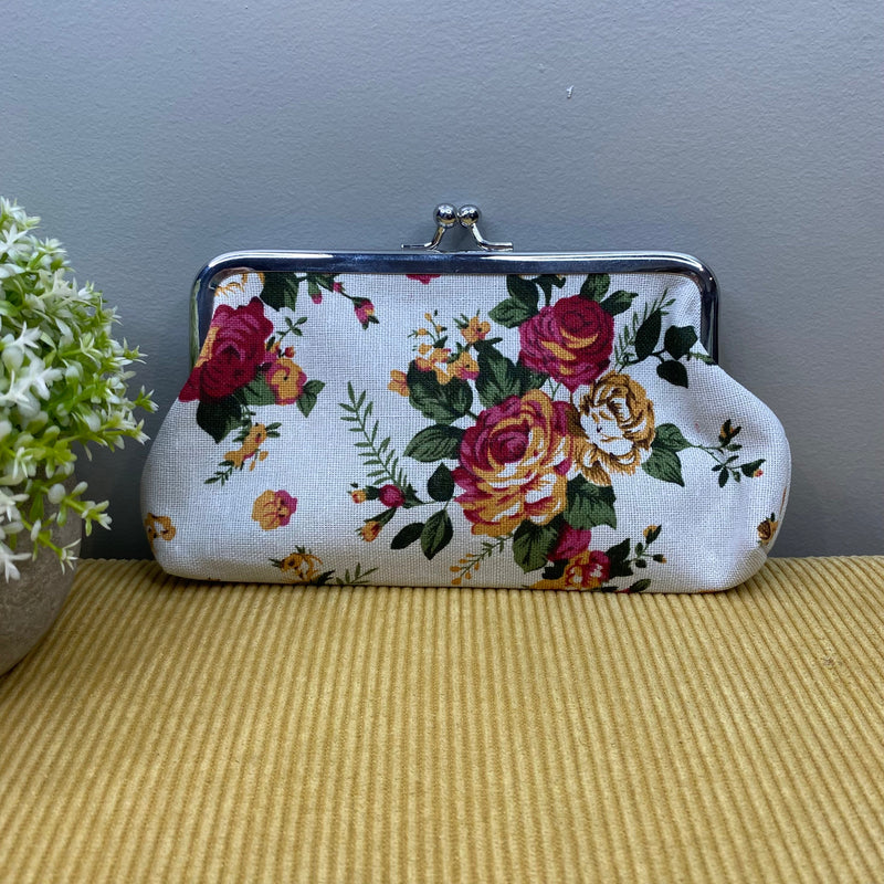 Floral Clamshell Coin Purse Wallet    