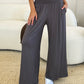 Double Take Full Size Smocked Wide Waistband Wide Leg Pants Womens Lounge Pants   