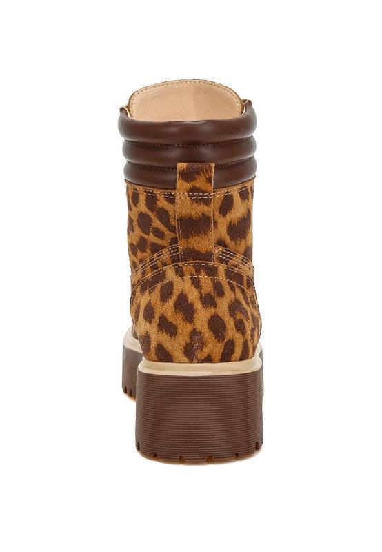 Ujola High Ankle Leopard Print Suede Boots - Three Mad Hatters Mercantile 