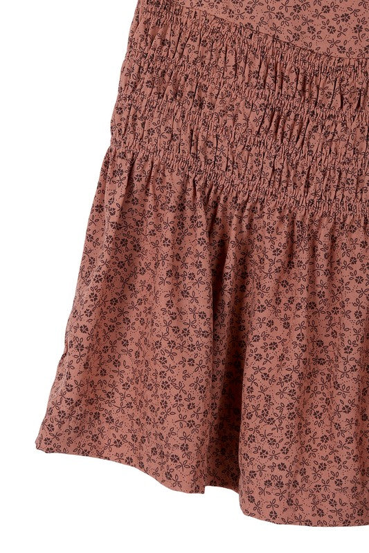 Floral smocked skirt Mini Skirt   