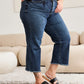 RFM Tummy Control High Waist Raw Hem Jeans Denim   