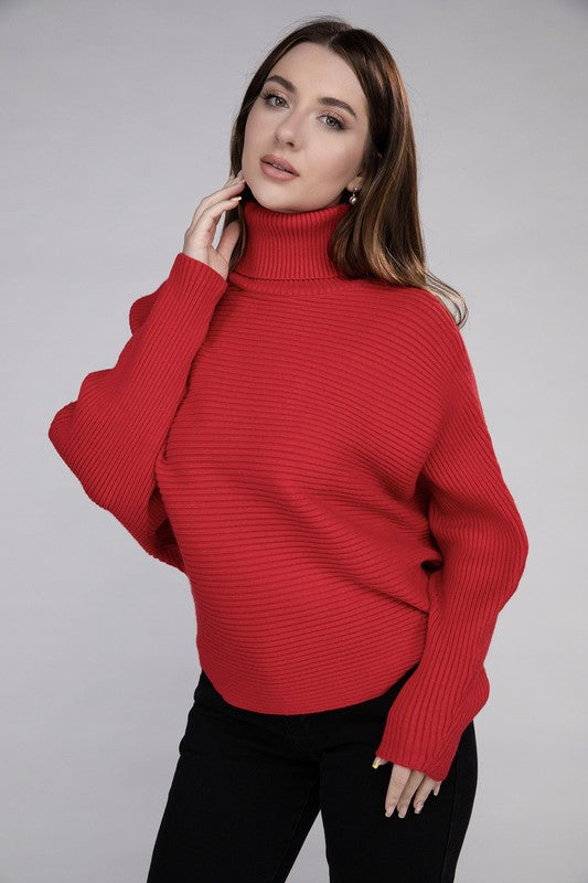 Viscose Dolman Sleeve Turtleneck Sweater Long Sleeve Blouse RUBY S 