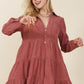 Corduroy tiered dress Womens Corduroy Dress Rust S 