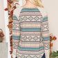 Tribal Print  Sweater Knit Long Sleeve Shirt   