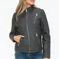 Snobbish Faux Leather Zip Up Mock Neck Jacket Womens Jacket