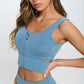 Zip Up Crop Sports Tank Top Set Activewear Set Blue S 