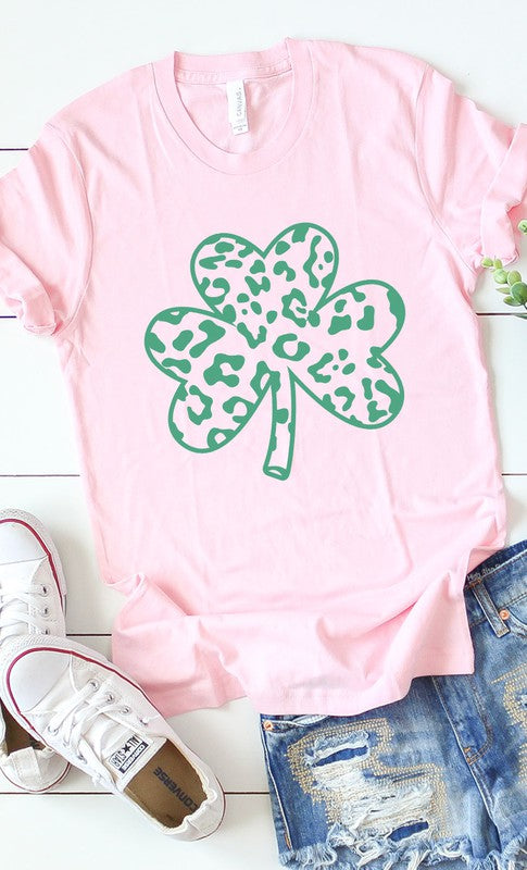 Green Leopard Clover Graphic Tee PLUS  Pink XXL 