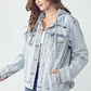 RISEN Distressed Drawstring Hooded Denim Jacket Womens Jacket