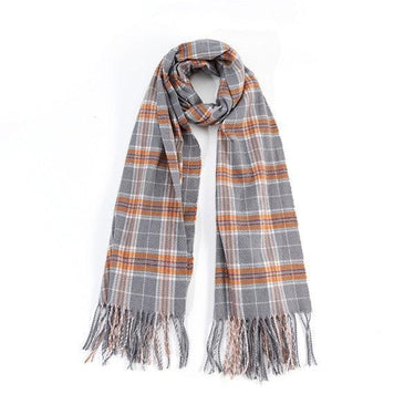 Cozy Chic: Two-Tone Plaid Fringe Scarf