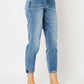 Judy Blue Cuffed Hem Slim Jeans Womens Cropped Jeans   