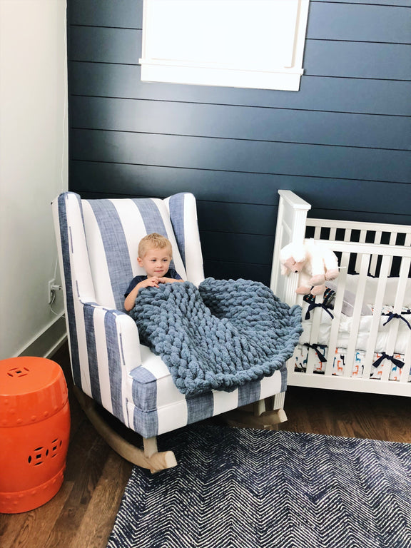 Chunky Knit Blanket in Slate Blankets   